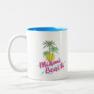 Cool Pink-Miami-Beach-Florida Graphic Two-Tone Cof Two-Tone Coffee Mug