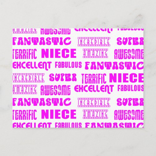 Cool Pink Modern Design 4 Nieces Positives Words Postcard
