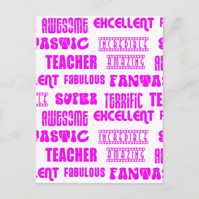 Cool Pink Modern Design 4 Teachers  Positive Words Postcard (Front)