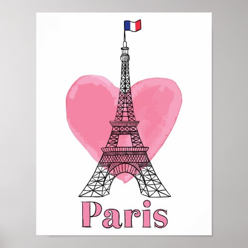 Cool Pink Paris Love Modern Eiffel Tower Poster