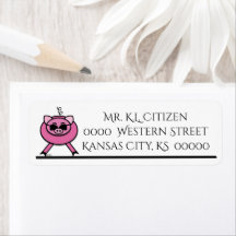 Cool  Pink Pig w/Sunglasses Return Address Label