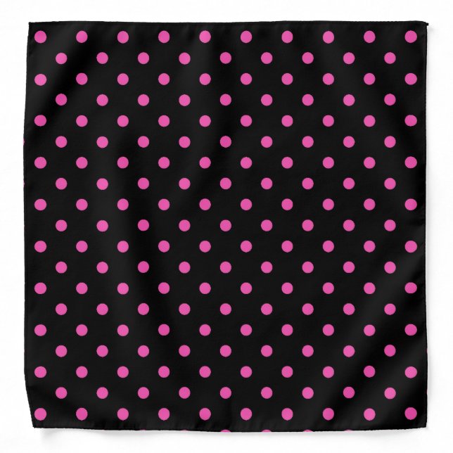 Cool pink polka dots in black background bandanas (Front)