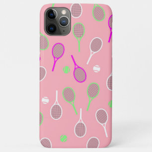 Cool Pink Retro Racquets Pattern Tennis Player iPhone 11 Pro Max Case