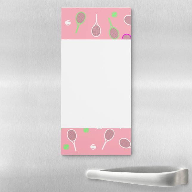 Cool Pink Retro Racquets Pattern Tennis Player  Magnetic Notepad (In Situ)