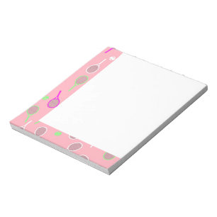 Cool Pink Retro Racquets Pattern Tennis Player Notepad