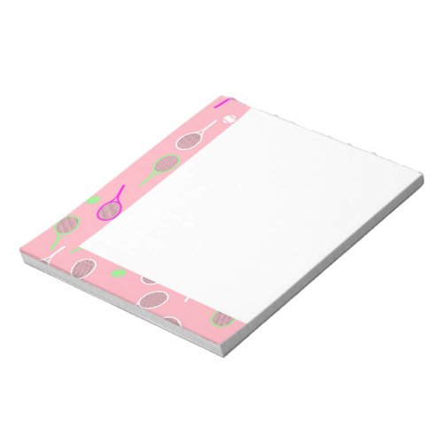 Cool Pink Retro Racquets Pattern Tennis Player  Notepad