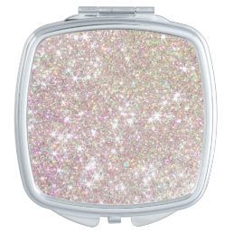 Cool Pink Rose Gold Glitter Compact Mirror