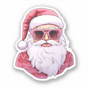 Cool Pink Santa Wearing Hat And Sunglasses Sticker