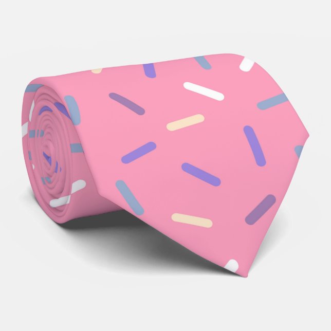 cool pink sprinkle pattern tiled neck tie (Rolled)