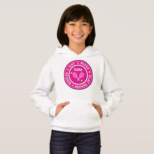 Cool pink tennis slogan with custom name hoodie