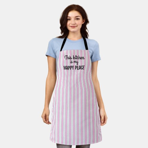 Cool Pink Ticking Stripes Apron