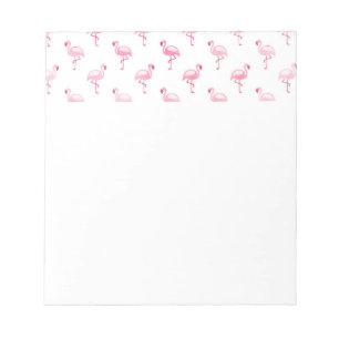 Cool Pink Tropical Flamingo Pattern on White Notepad