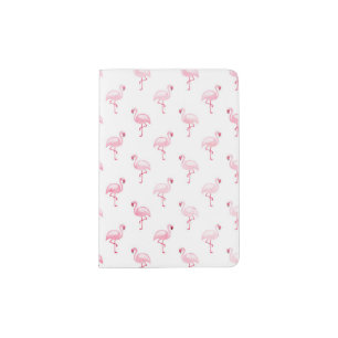 Cool Pink Tropical Flamingo Pattern on White Passport Holder