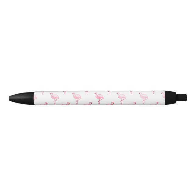 Cool Pink Tropical Flamingo Pattern on White Pen (Front)