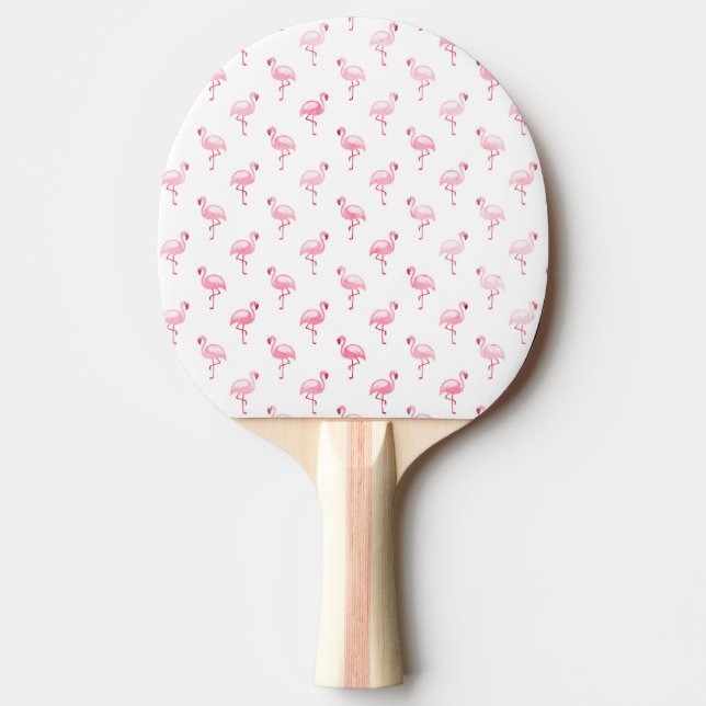 Cool Pink Tropical Flamingo Pattern on White Ping Pong Paddle (Front)