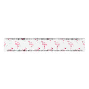 Cool Pink Tropical Flamingo Pattern on White Ruler