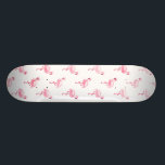 Cool Pink Tropical Flamingo Pattern on White Skateboard<br><div class="desc">Pink Tropical Flamingo Pattern on White Background.The Pink Flamingo Bird Print makes a great gift for a wild tropical summer party.</div>