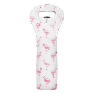 Cool Pink Tropical Flamingo Pattern on White Wine Bag