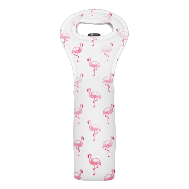 Cool Pink Tropical Flamingo Pattern on White Wine Bag (Front)