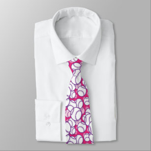 cool pink white Baseball sports lovers  Neck Tie