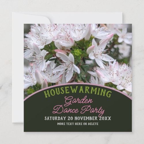 Cool Pink white flowers Housewarming Garden Party Invitation