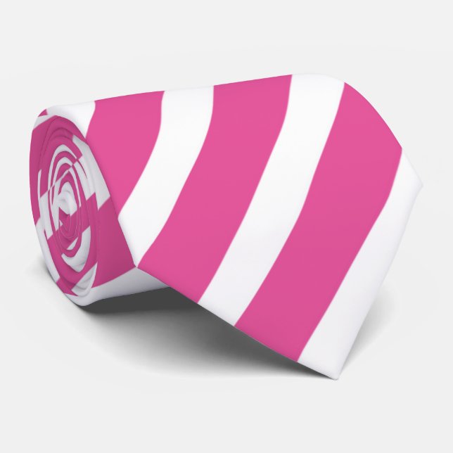 cool pink white stripe pattern neck tie (Rolled)