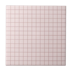 Cool Pinkish White Checkered Pattern Retro Ceramic Tile