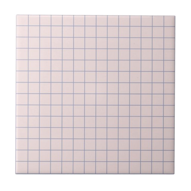 Cool Pinkish White & Lilac Checkered Retro  Ceramic Tile (Front)