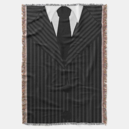 Cool Pinstripe Suit and Tie Woven Throw Blankets
