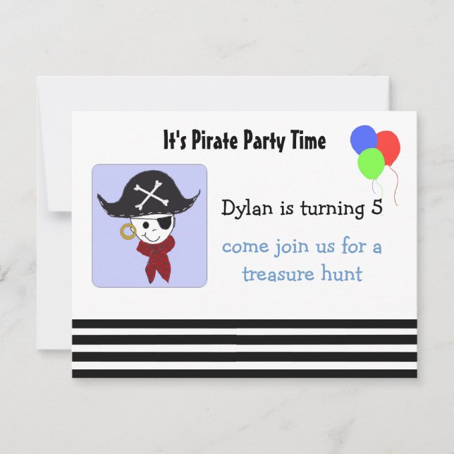 Cool Pirate Birthday Party Invitation (Front)