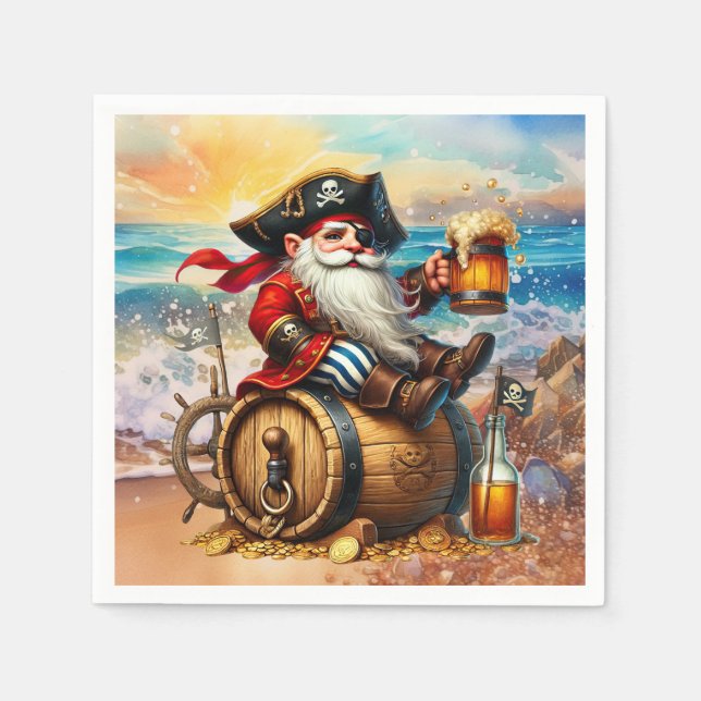 Cool Pirate drinking beer bar man cave  Napkins (Front)