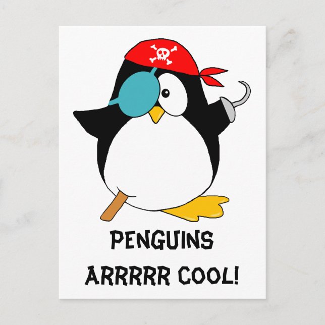 Cool Pirate Penguin Postcard (Front)
