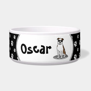Cool Pit Bull and Sunglasses (lt brindle white 3) Bowl