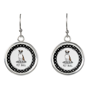 Cool Pit Bull and Sunglasses (lt brindle white 3) Earrings