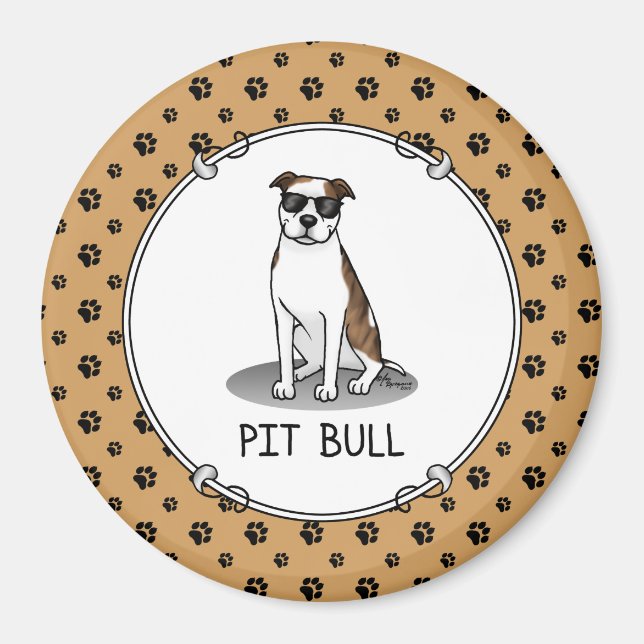 Cool Pit Bull and Sunglasses (lt brindle white 3) Magnet (Front)