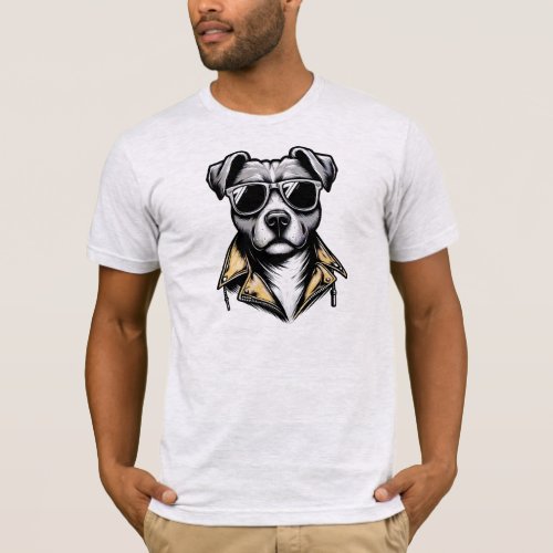Cool pit bull in black glasses  T_Shirt