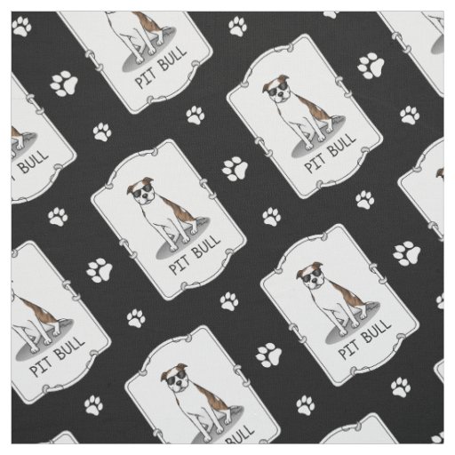 Cool Pit Bull with Sunglasses (lt brindle white 3) Fabric