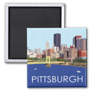 Cool Pittsburgh Skyline Computer Illustration Magnet