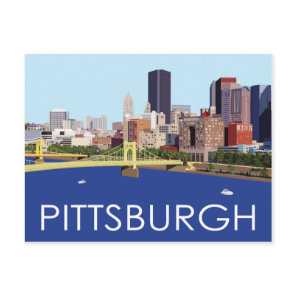 Cool Pittsburgh Skyline Computer Illustration Postcard