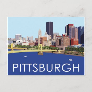 Cool Pittsburgh Skyline Computer Illustration Postcard by judgeart at Zazzle