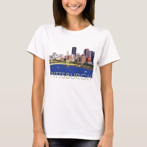 Cool Pittsburgh Skyline Computer Illustration T_Shirt