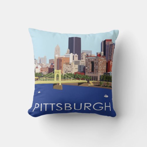 Cool Pittsburgh Skyline Computer Illustration Throw Pillow