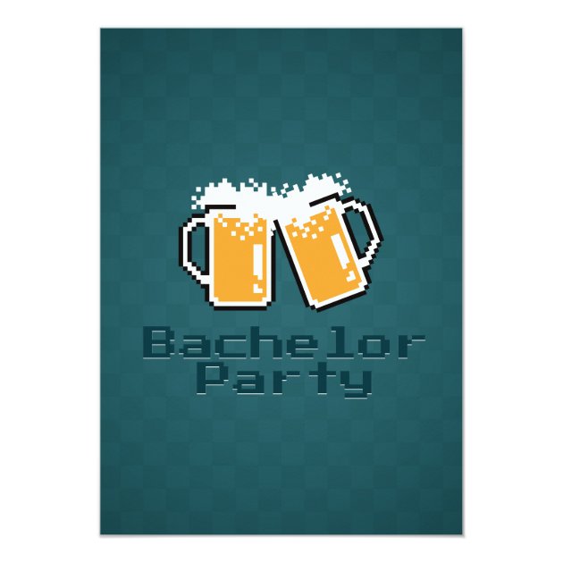 Cool Pixel Beers Bachelor Party Invitation