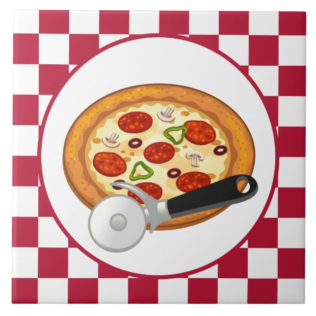 cool pizza food decor ceramic tile (Front)