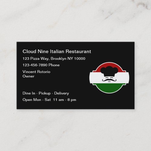 Cool Pizza Italian Restaurant Business Cards