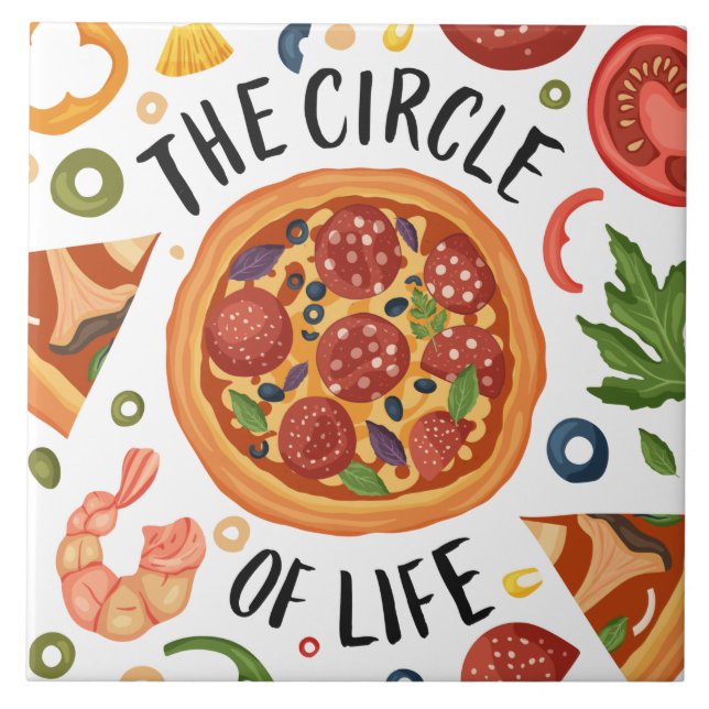 cool pizza lovers graphics and word art ceramic ti ceramic tile (Front)