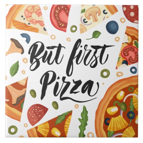 cool pizza lovers graphics and word art ceramic tile