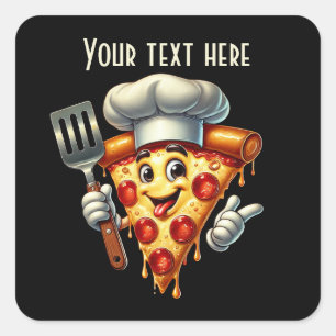 Cool pizza party lovers add text square sticker