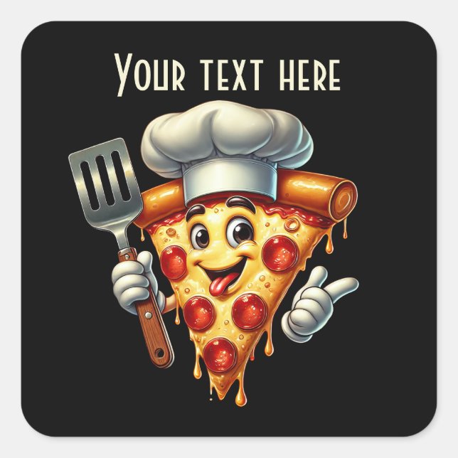 Cool pizza party lovers add text  square sticker (Front)