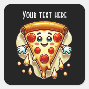 Cool pizza party lovers add text square sticker